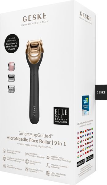 Электронный роллер для лица с микроиглами GESKE MicroNeedle Face Roller 9в1 gray HB0185 фото