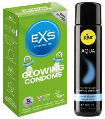 Комплект EXS Glowing 12 шт + Pjur Aqua 100 мл SOS13608 фото