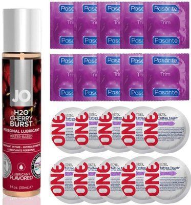 Набір 20 шт Pasante TRIM та ONE Tattoo Touch + System JO H2O &mdash; Cherry Burst(30 мл) SOS4886 фото