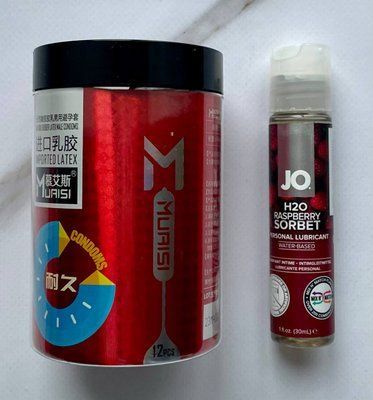Набір Muaisi 002 RED 12 шт - Лубрикант System JO H2O Raspberry Sorbet (30 мл) SOS2789 фото