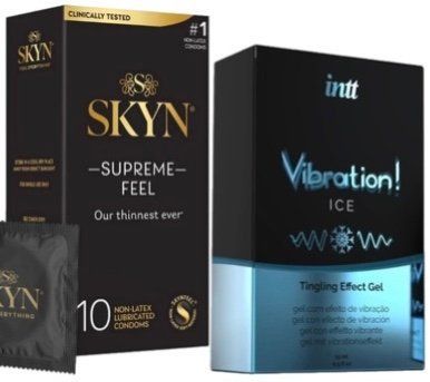 Набор из Skyn ​​Supreme Feel 10 шт. + Жидкий вибратор Intt Vibration Ice (15 мл) SOS10297 фото