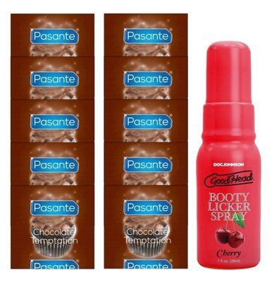 Pasante Chocolate Temptation 10 шт + Doc Johnson Booty Licker Spray &ndash; Cherry (29 мл) SOS14009 фото