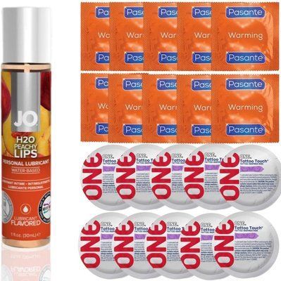 набір 20 шт Pasante + ONE + System JO H2O Peachy Lips (30 мл) SOS4634 фото