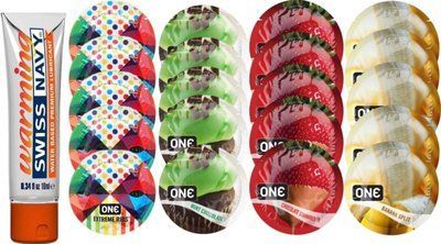 Набор из Swiss Navy Warming 10мл + ONERibs + ONE Mint Chocolate + ONEChocolateStrawberry + ONEBanana SOS8587 фото