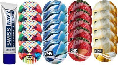 Набор из Swiss Navy Water-Based 10 мл + ONERibs + ONE Mint + ONEChocolateStrawberry + ONEBanana SOS8537 фото