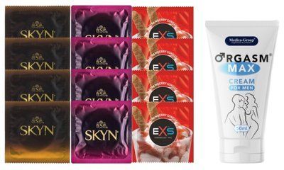 Комплект: Пролонгатор Medica-Group Orgasm Max 50 мл + 8 шт SKYN + 4 шт EXS Strawberry SOS10951 фото