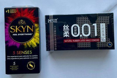 Набір SKYN 5 Senses 5 шт + Набір ультратонких з додатковою змазкою 0,01 мм Muaisi Black (10 шт) SOS1143 фото