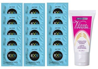 Комплект EXS Air Thin 15 шт + Swiss Navy Viva Cream SOS14790 фото