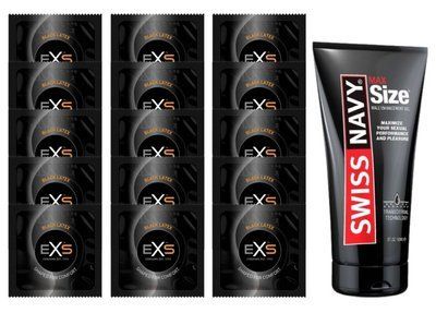 Комплект EXS Black Latex 15 шт + Swiss Navy Max Size Gel (150 мл) SOS14607 фото