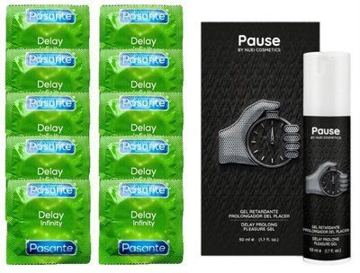 Комплект: Pasante Delay 10 шт + Пролонгатор PAUSE Nuei 50 мл SOS11050 фото