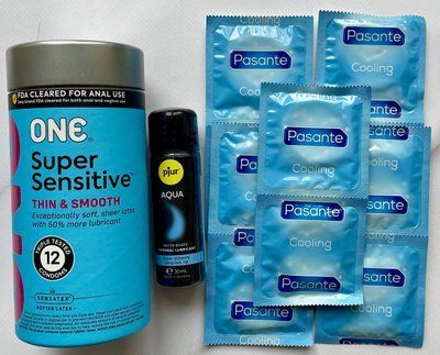 Набор 22 шт ONE Super Sensitive - Pasante Cooling + Лубрикант pjur Aqua 30 мл SOS1488 фото