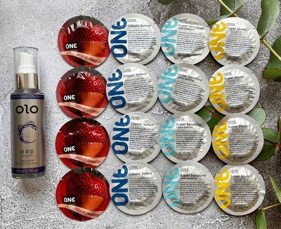 Комплект 16 шт ONE Classic, Super Sensitive, Flavor Waves, Super Studs + лубрикант OLO smooth 60 мл SOS2439 фото