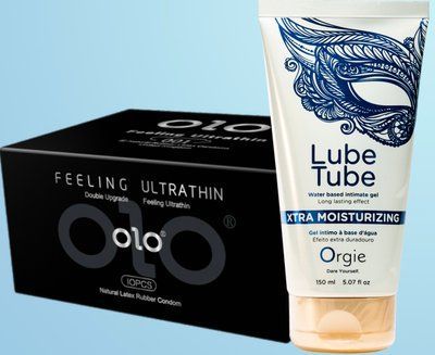 Набір OLO - ультратонкі -001 ( 10 штук) + Лубрикант LUBE TUBE XTRA, 150 мл ORGIE SOS4500 фото