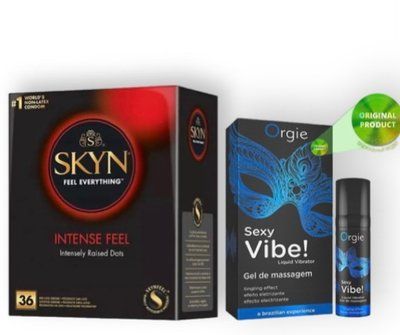 SKyn Intense feel 36 штук + SEXY VIBE для чутливих, 15 мл ORGIE SOS6792 фото