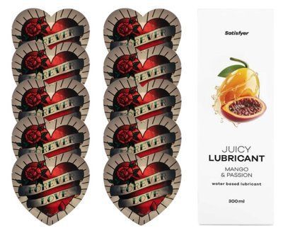 Комплект Pasante Heart 10шт. + Лубрикант Satisfyer Juicy Lubricant Mango & Passion 300 мл SOS11556 фото