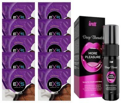 EXS Mixed Flavors Chocolate 10 шт + Intt Deep Throat Oral Spray (12 мл) SOS14109 фото