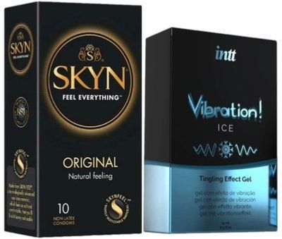 Набор из SKYN Original (10 шт) + Жидкий вибратор Intt Vibration Ice (15 мл) SOS9897 фото