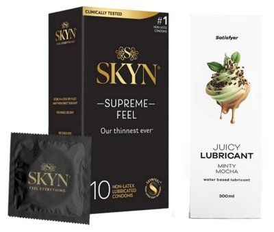 Набор Лубрикант Satisfyer Minty Mocha 300мл + SKYN Supreme Feel 10 шт. SOS12808 фото