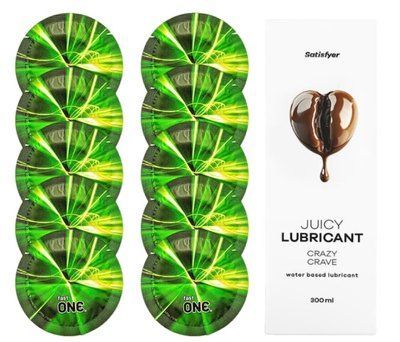 Комплект One Glowing 10 шт. + Лубрикант Satisfyer Juicy Lubricant Crazy Crave (300 мл) SOS12206 фото