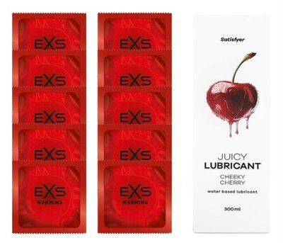 Комплект: EXS Warming 10 шт. + Лубрикант Satisfyer Cheeky Cherry 300 мл SOS11404 фото