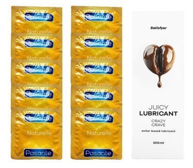 Набір: Pasante Naturelle 10 шт. + Лубрикант Satisfyer Crazy Crave (300 мл) SOS12056 фото