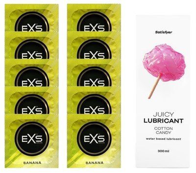 Набір: EXS Banana 10 шт. + Лубрикант Satisfyer Cotton Candy 300 мл SOS11351 фото