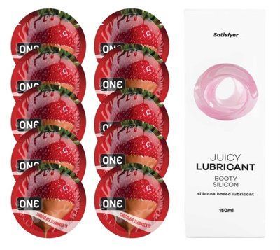 ONE Chocolate Strawberry 10 шт. + Лубрикант Satisfyer Booty Silicon 150 мл SOS12456 фото