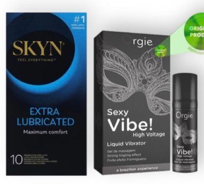 Skyn Exstra Lube 10 штук + SEXY VIBE найвищий рівень вібраціі, 15 мл ORGIE SOS6992 фото