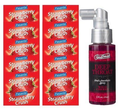 Pasante Strawberry Crush 10 шт + Doc Johnson GoodHead &ndash; Wild Cherry, 59 мл SOS13959 фото