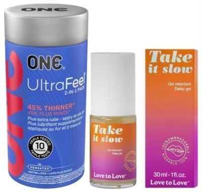 Набор из ONE UltraFeel 2-in-1 Pack 10 шт + Пролонгатор Love To Love Take It Slow 30 мл SOS9237 фото