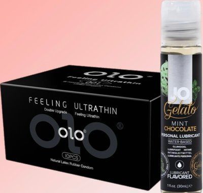Набір OLO - ультратонкі -001 ( 10 штук) + Лубрикант System JO &mdash; Mint Chocolate (30 мл) SOS4553 фото