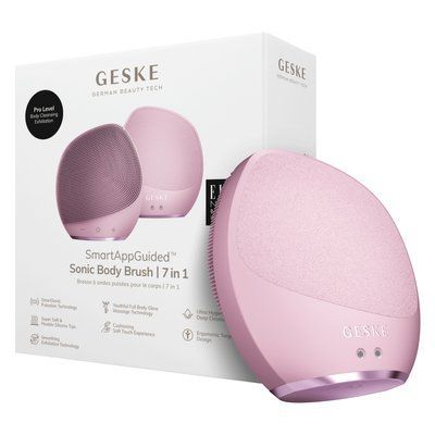 Ультразвукова щітка для тіла та інтенсивний пілінг GESKE Sonic Body Brush&Intensive Exfoliator 7в1 pink HB0357 фото