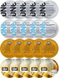 Набір з 20 шт ONE Extra strong + 𝐎𝐍𝐄 𝐒𝐮𝐩𝐞𝐫 𝐒𝐞𝐧𝐬𝐢𝐭𝐢𝐯𝐞 + 𝐎𝐍𝐄 𝐋𝐞𝐠𝐞𝐧𝐝 𝐗𝐋 + ONE Banana Split SOS8187 фото