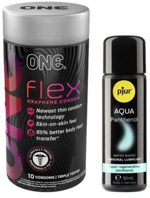 Комплект ONE Flex Graphene 10 штук + Pjur Aqua Panthenol 30 мл SOS12959 фото