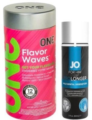 Набор из 12 шт ONE Flavor Waves + Пролонгатор System JO Prolonger Spray with Benzocaine (60 мл) SOS9338 фото
