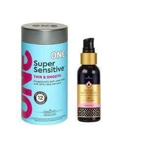 ONE Super Sensitive Pack 12 шт.+ Змазка на водній основі Sensuva Natural Water-Based Cotton Candy, 57 мл SOS6516 фото