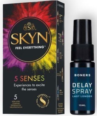 Набір з SKYN 5 Senses + Пролонгатор Boners Delay Spray 15 мл SOS8838 фото