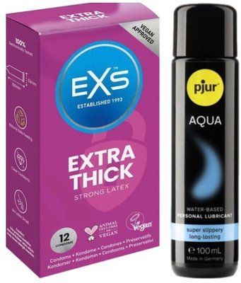 Набір EXS Extra Safe (12 шт) + pjur Aqua 100 мл SOS13559 фото