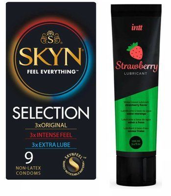Набір : Skyn Selection 9 шт та Лубрикант Intt Strawberry (100 мл) SOS72 фото
