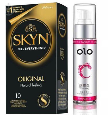 Набір SKYN ORIGINAL 10 шт та Лубрикант OLO зігріваючий &ndash; 60 мл SOS744 фото