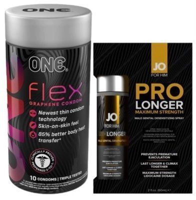 Набор из 10 шт ONE Flex графен + Пролонгатор JO Prolonger Spray with Lidocaine (60 мл) SOS9288 фото