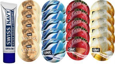 Набор из Swiss Navy Water-Based 10 мл + ONE Vanish + ONE Mint + ONEChocolateStrawberry + ONEBanana SOS8538 фото