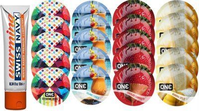 Набор из Swiss Navy Warming 10мл + ONERibs + ONE Island Punch + ONEChocolateStrawberry + ONEBanana SOS8588 фото
