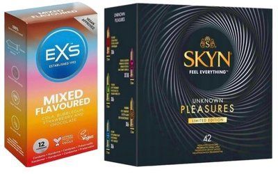 Набор с SKYN Pleasures, 42 шт + EXS Mixed Flavoured 12 шт. SOS7940 фото