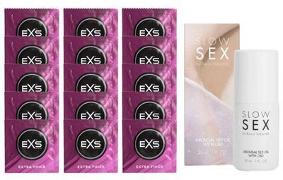Комплект EXS Extra Thick 15 шт + Bijoux Indiscrets SLOW SEX Arousal Sex Oil CBD SOS14702 фото