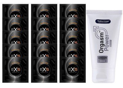 Комплект EXS Black Latex 15 шт + Orgasm Power For Men Cream (50 мл) SOS14608 фото