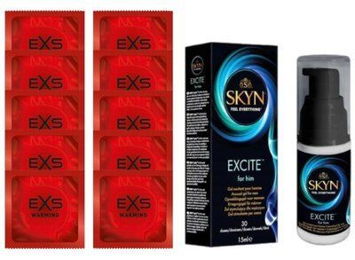 Комплект EXS Warming 10 шт + Skyn Excite Stimulating Gel For Him (15 мл) SOS14361 фото