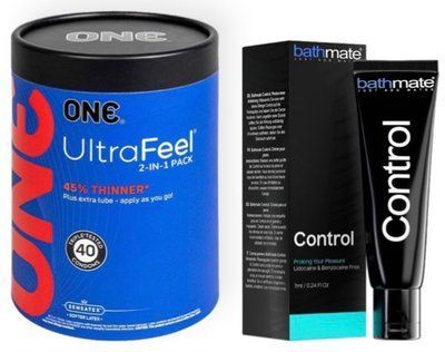 Набор из ONE UltraFeel 2-in-1 Pack 40 шт + Пролонгатор Bathmate Control (7 мл) SOS9088 фото