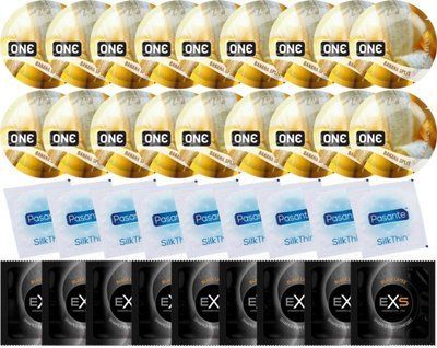 Набір 36 шт ONE Banana Split + Pasante Silk + EXS Black Latex SOS7791 фото