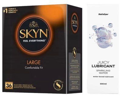 Набор Лубрикант Satisfyer Sparkling Water 300мл + SKYN Large 36 шт. SOS12709 фото